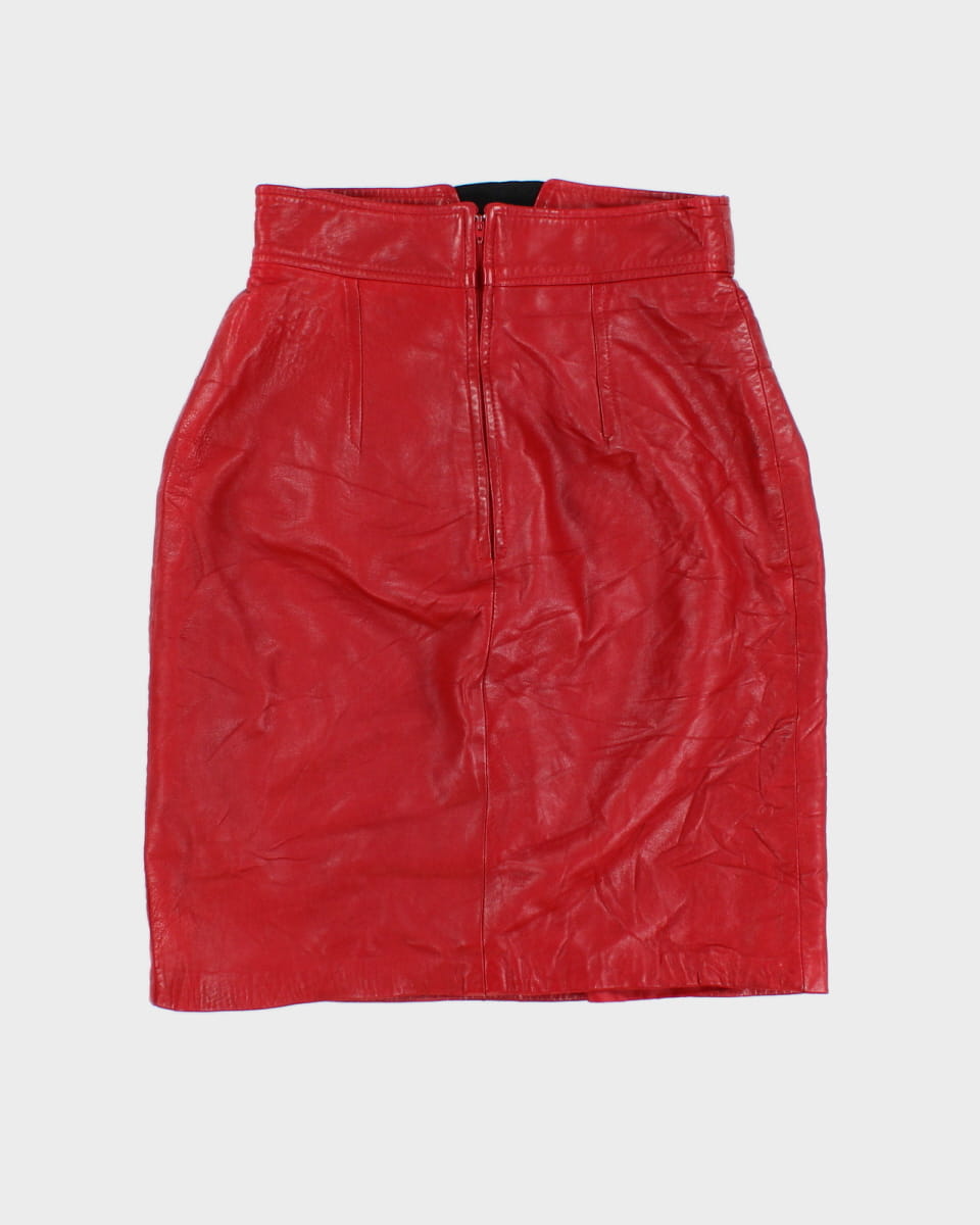 80's Leather Red Hot Pencil Skirt - W28