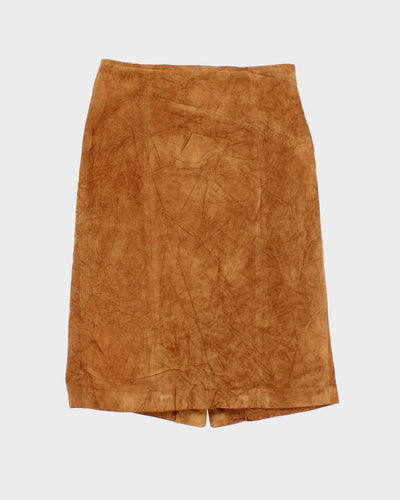 70's Leather Suede Tan Brown Skirt - W30