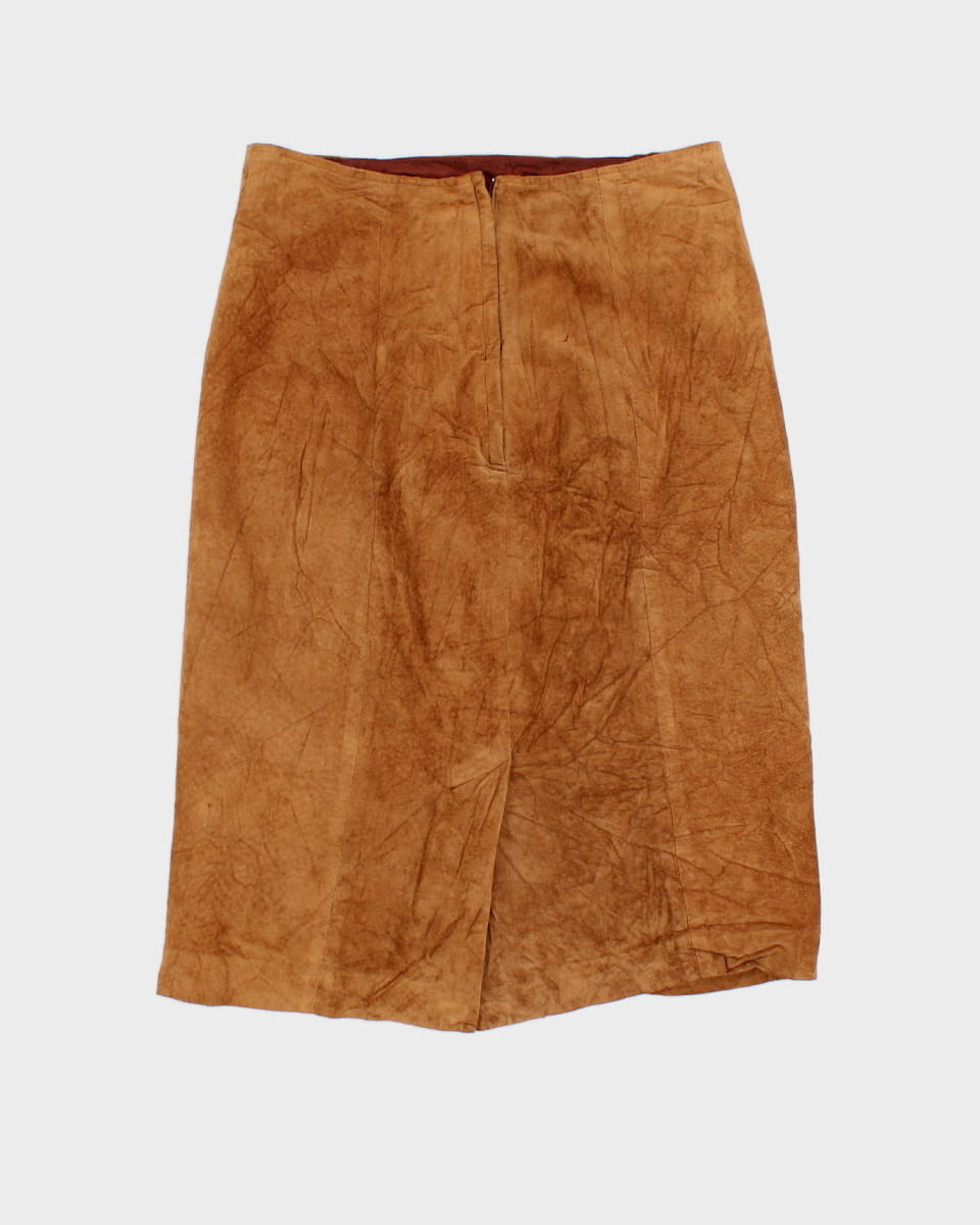 70's Leather Suede Tan Brown Skirt - W30