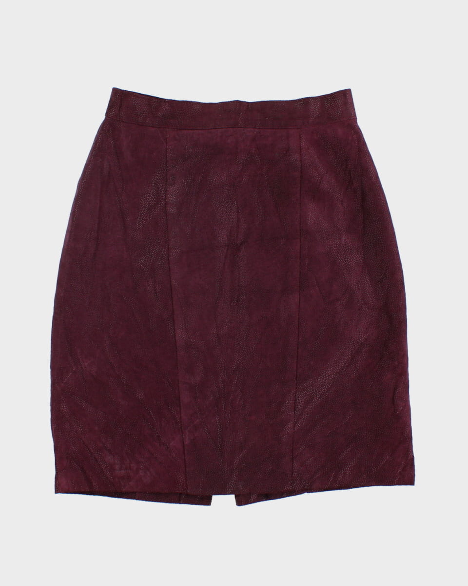 80's Leather Suede Purple Patterned Skirt - W26