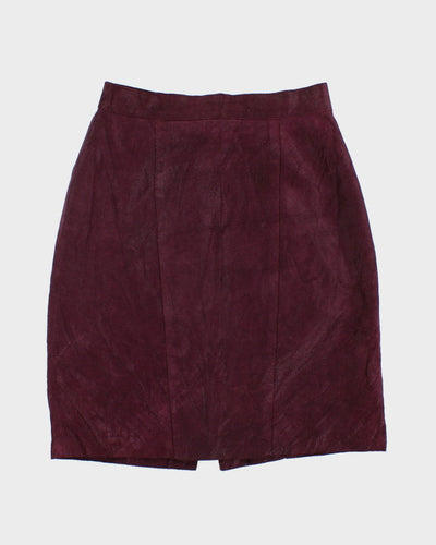 80's Leather Suede Purple Patterned Skirt - W26
