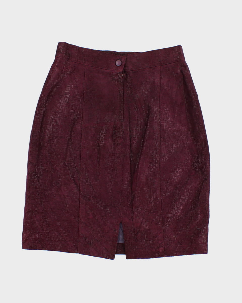 80's Leather Suede Purple Patterned Skirt - W26
