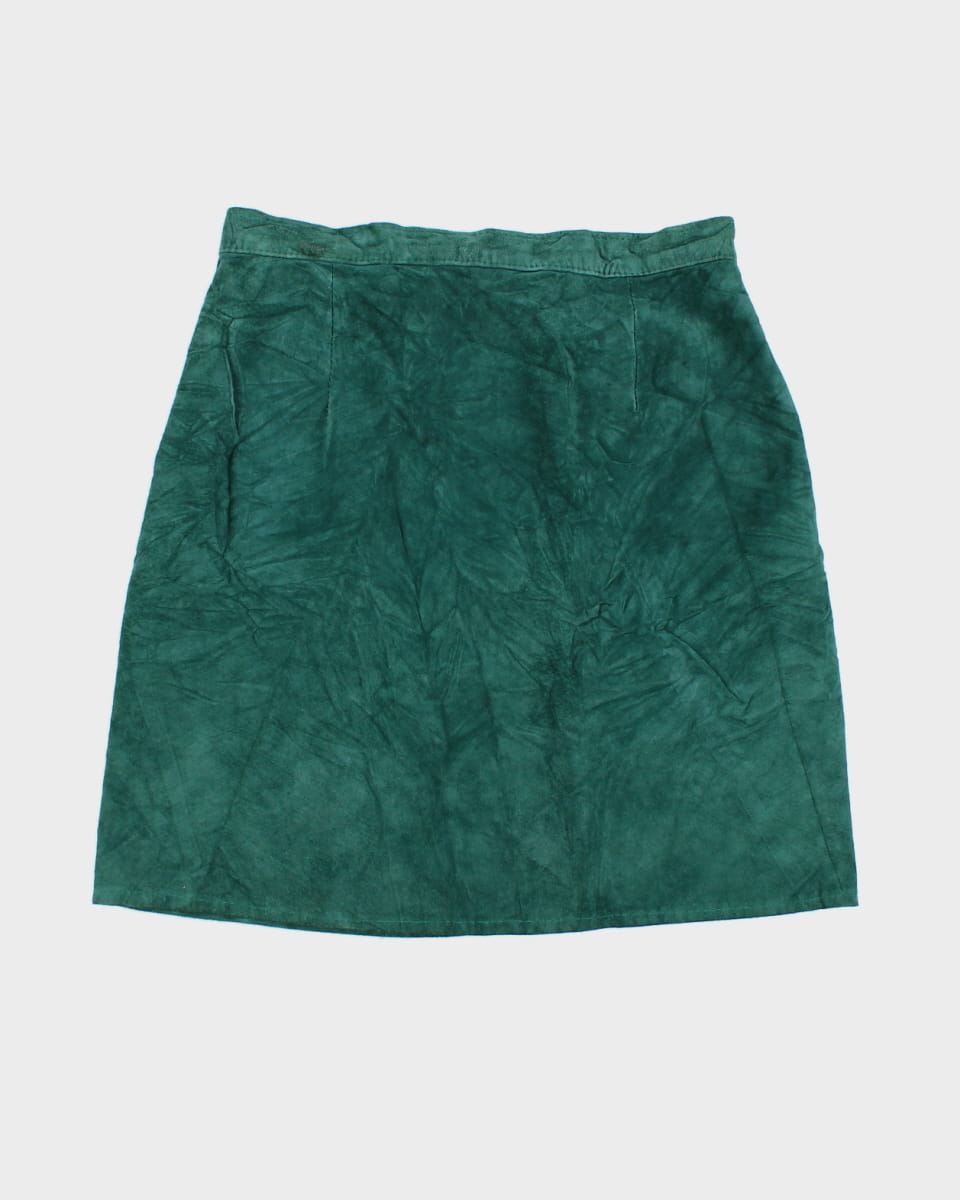 80's Leather Suede Green Skirt - W30