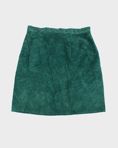 80's Leather Suede Green Skirt - W30