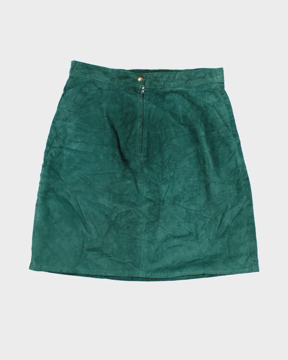 80's Leather Suede Green Skirt - W30