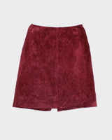80's Leather Suede Maroon Skirt - W30