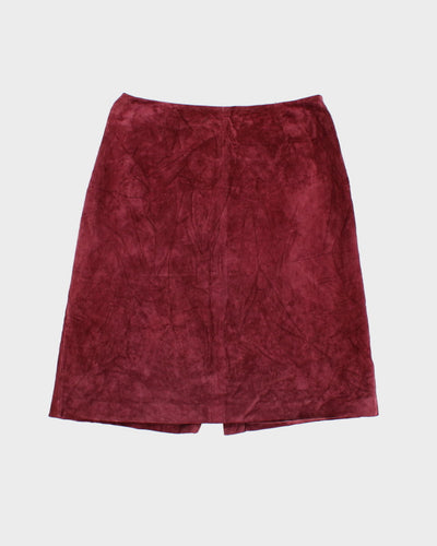 80's Leather Suede Maroon Skirt - W30