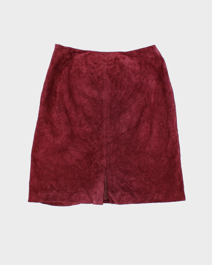 80's Leather Suede Maroon Skirt - W30