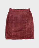 80's Leather Suede Maroon Skirt - W30