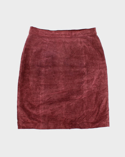 80's Leather Suede Maroon Skirt - W30