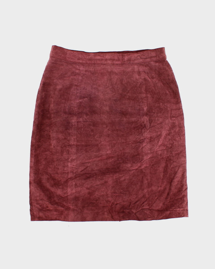 80's Leather Suede Maroon Skirt - W30