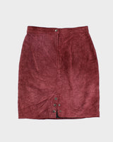 80's Leather Suede Maroon Skirt - W30