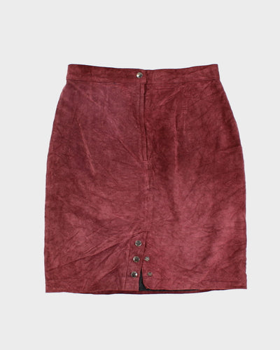 80's Leather Suede Maroon Skirt - W30