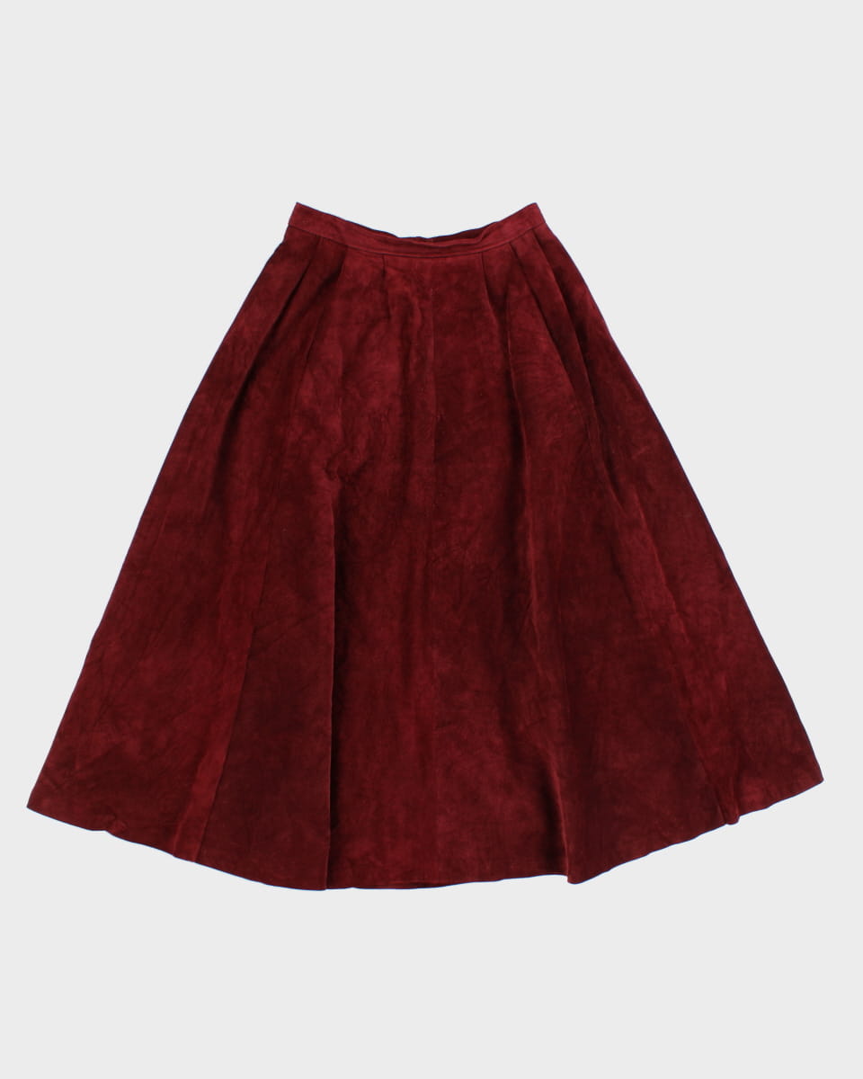 90's Leather Suede Maroon Skirt - W26