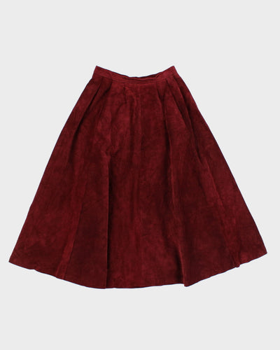 90's Leather Suede Maroon Skirt - W26