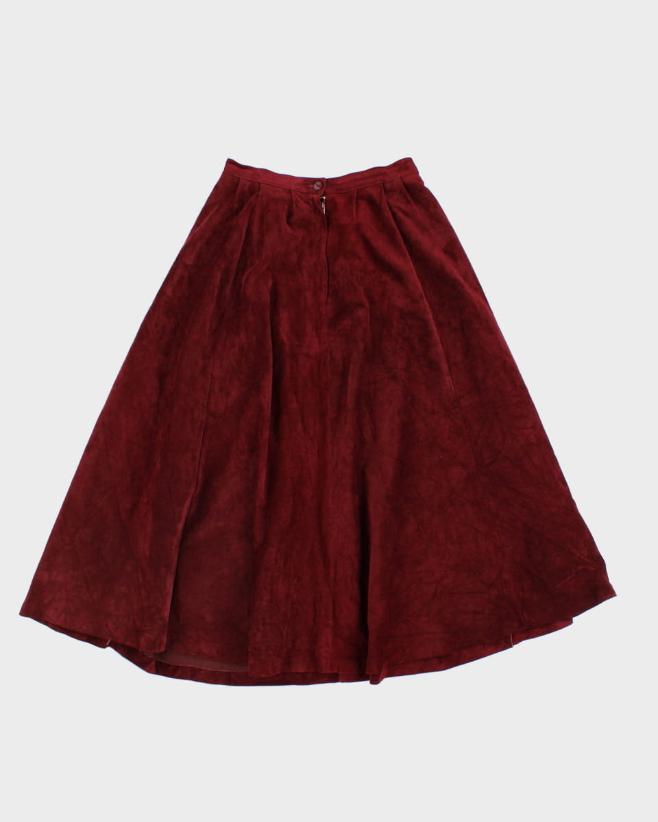 90's Leather Suede Maroon Skirt - W26