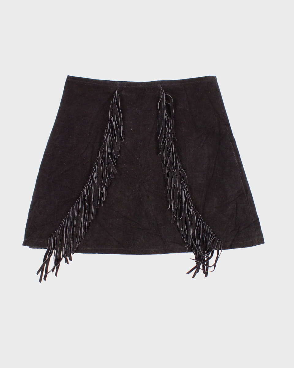 Vintage Katch Me West Suede Fringed Skirt - L