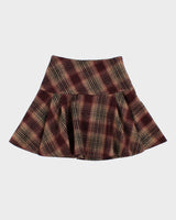 Vintage Women's Burgundy Plaid Mini Skirt - S