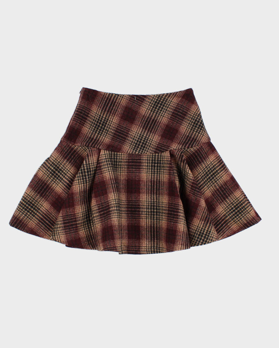 Vintage Women's Burgundy Plaid Mini Skirt - S