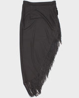 Vintage Women's Black Asymmetric Fringe Skirt - M