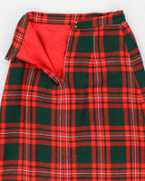 Vintage 1980s Green And Red Plaid Wool Maxi Skirt - S