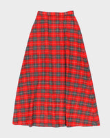 Vintage 1970s Red And Grey Wool Maxi Skirt - S
