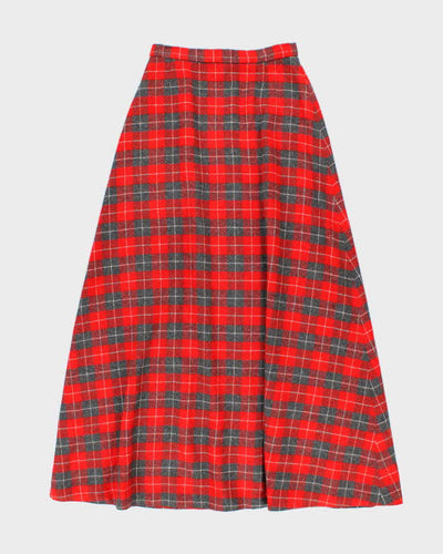 Vintage 1970s Red And Grey Wool Maxi Skirt - S