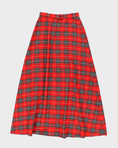 Vintage 1970s Red And Grey Wool Maxi Skirt - S