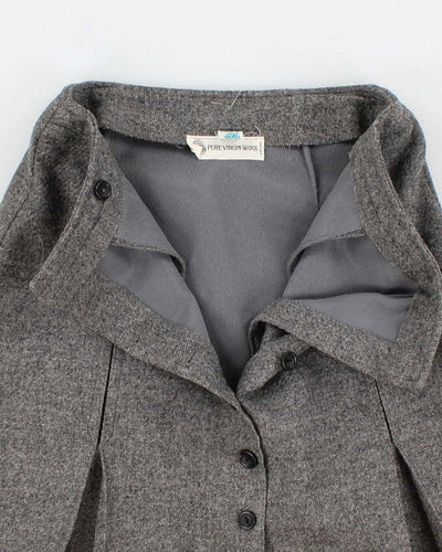Vintage 1980s Grey Wool Skirt - S