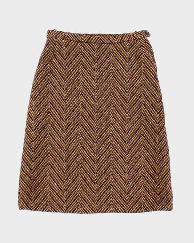Vintage 1960s Green And Purple Wool Skirt - S