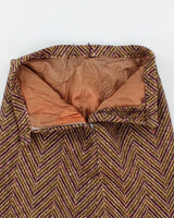 Vintage 1960s Green And Purple Wool Skirt - S