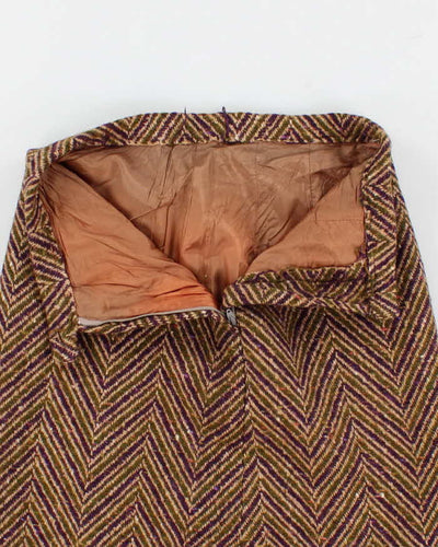 Vintage 1960s Green And Purple Wool Skirt - S