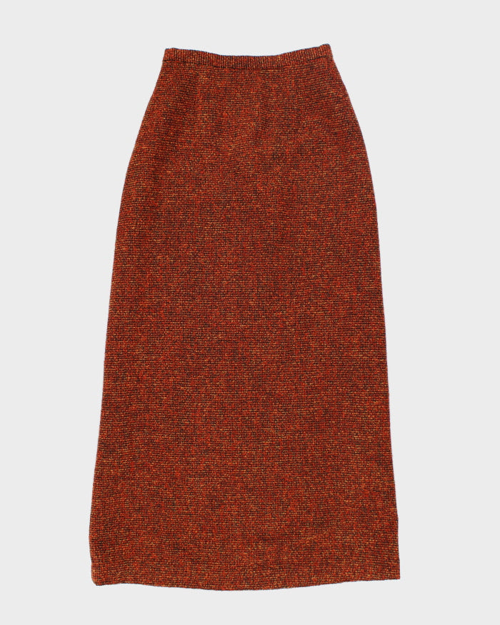 Vintage 1990s Orange Wool Maxi Skirt - XS