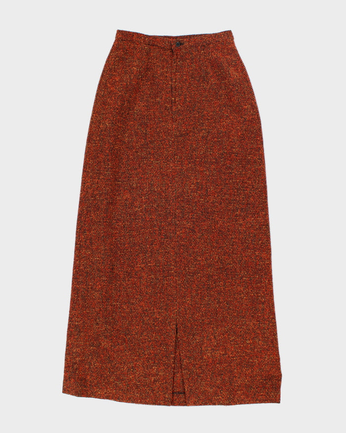 Vintage 1990s Orange Wool Maxi Skirt - XS