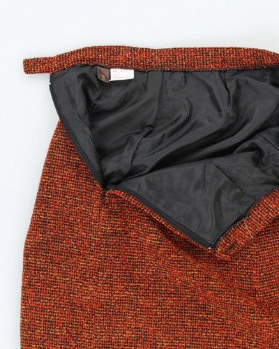 Vintage 1990s Orange Wool Maxi Skirt - XS