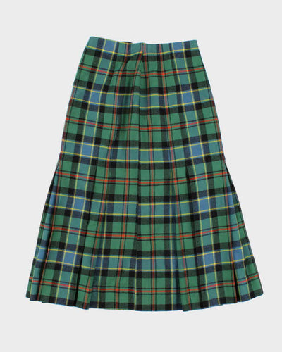 Womens Vintage Green Scottish Plaid Pleated Skirt - XS