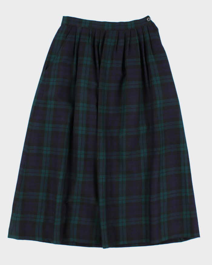 Womens Vintage Blue Scottish Plaid Skirt - S