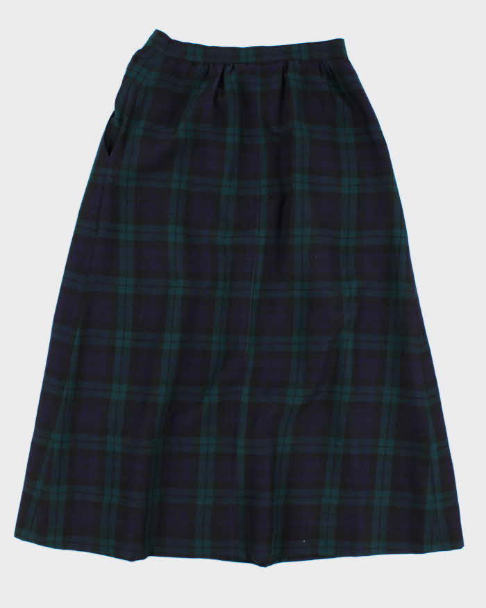 Womens Vintage Blue Scottish Plaid Skirt - S