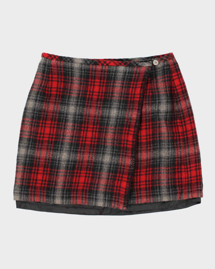 Womens Red Eddie Bauer Wool Mini Wrap Skirt - S