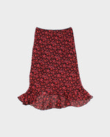 Vintage 90s Pink Floral Midi Skirt - S