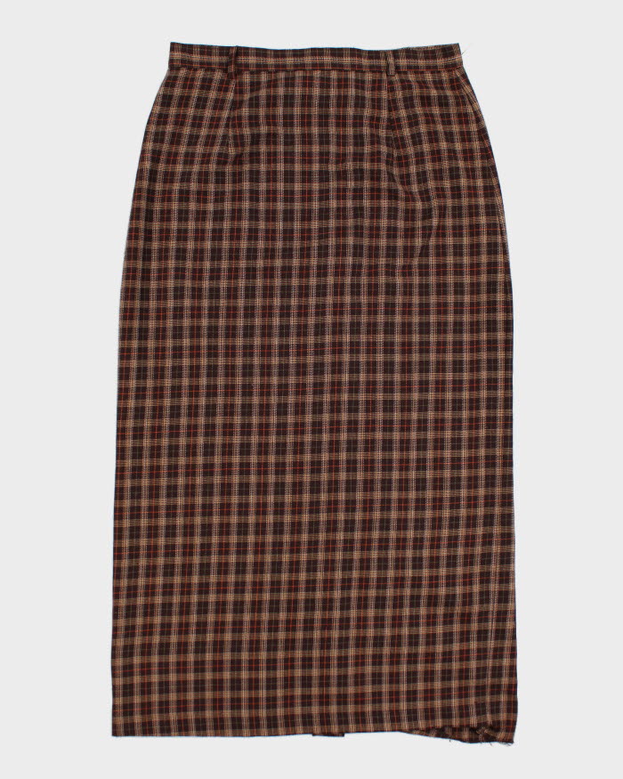Vintage Brown Button Up Plaid Skirt - M