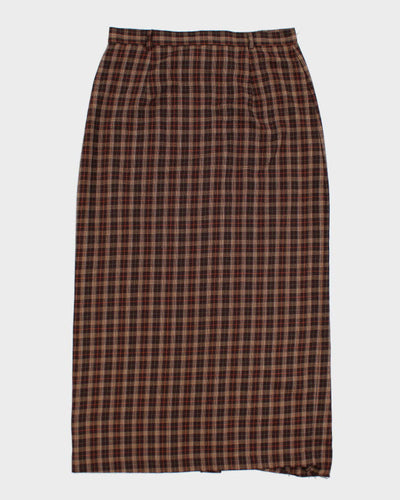 Vintage Brown Button Up Plaid Skirt - M
