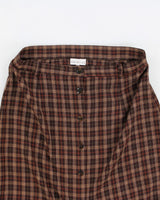 Vintage Brown Button Up Plaid Skirt - M