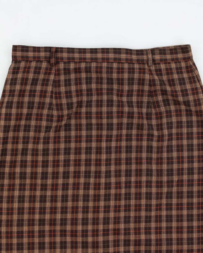 Vintage Brown Button Up Plaid Skirt - M
