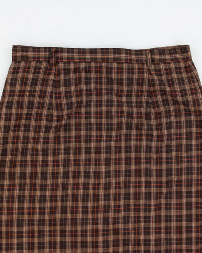 Vintage Brown Button Up Plaid Skirt - M