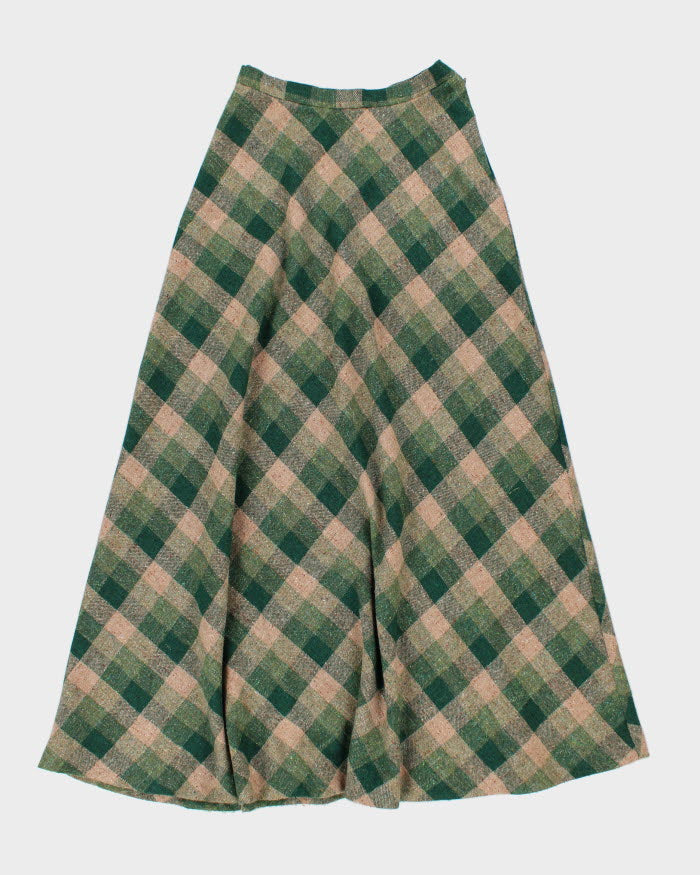 Wool Blend Check Skirt - S