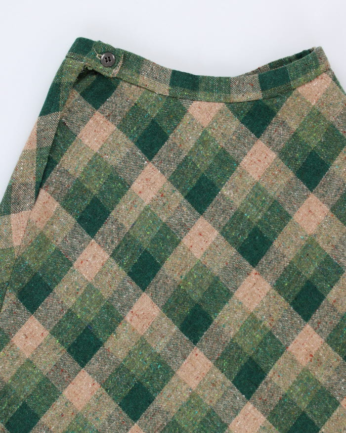 Wool Blend Check Skirt - S