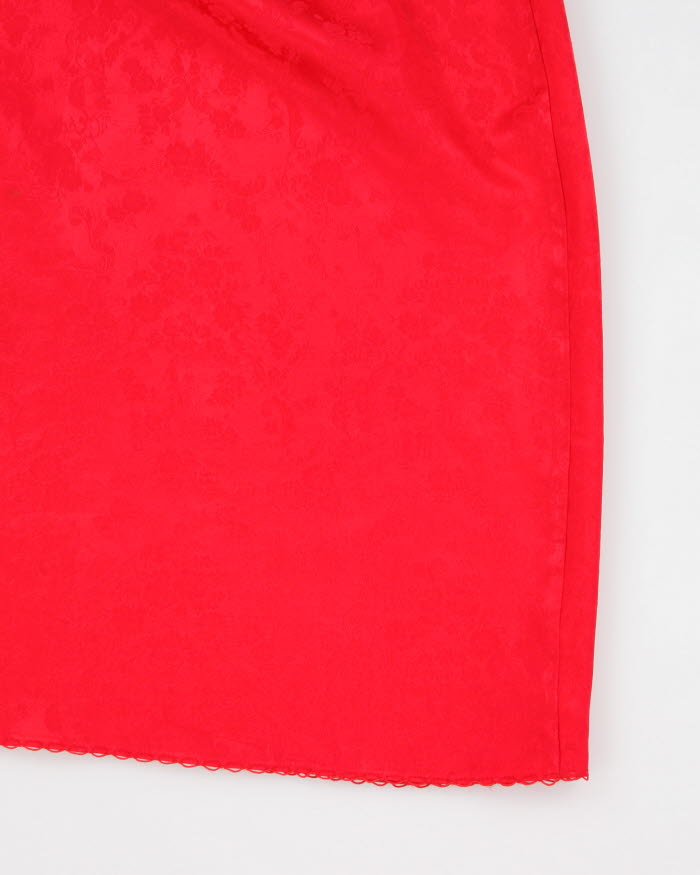 Red Floral Petticoat Slip Skirt - M