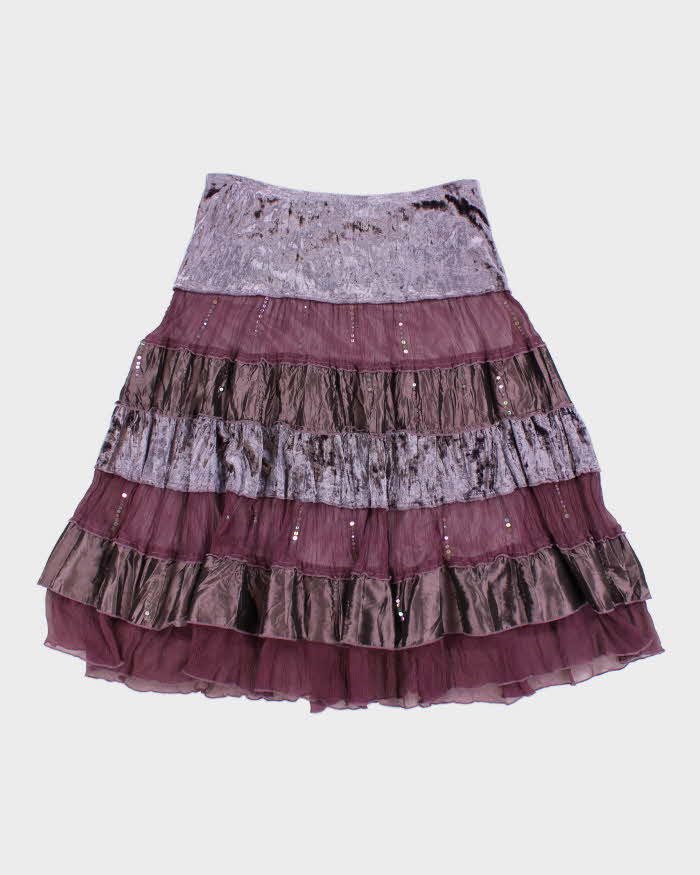 Y2k 00s Purple Tiered Skirt - M