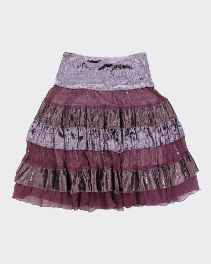 Y2k 00s Purple Tiered Skirt - M